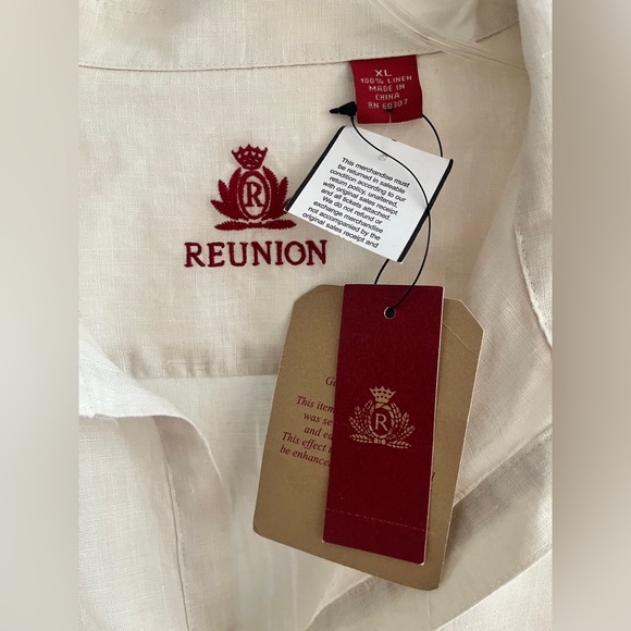 NWT Reunion premium 100% linen tunic Skipper collared casual shirt ivory XXL - Picture 7 of 15